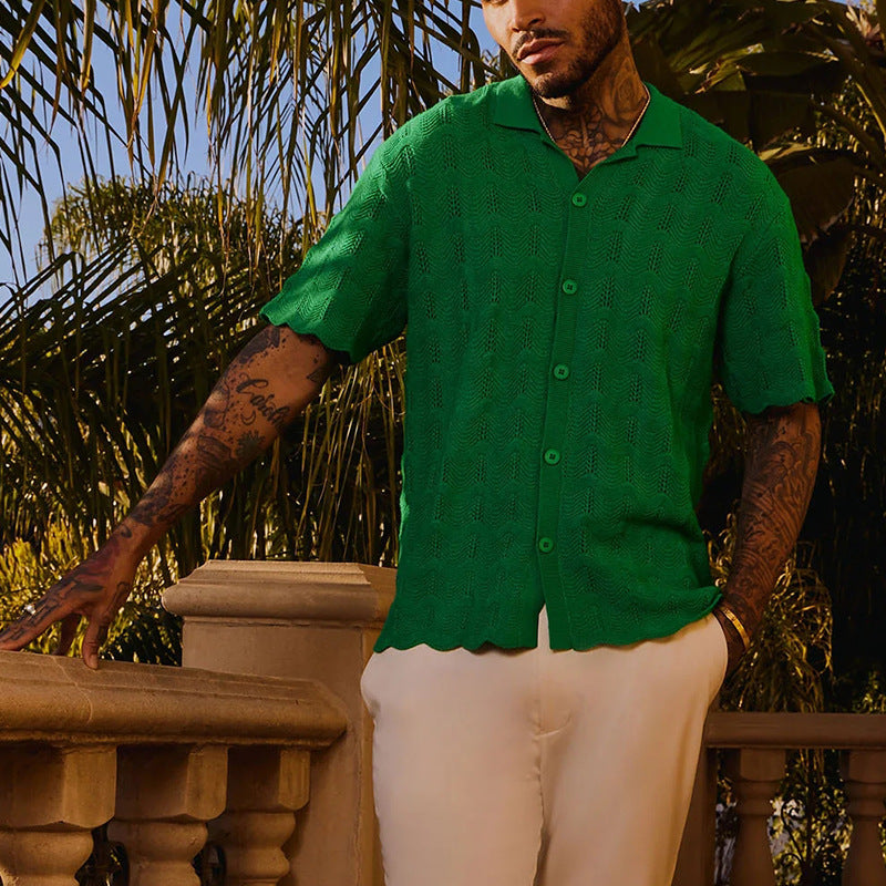 GREEN SHORT SLEEVES SHIRT - Antonio Alcuni